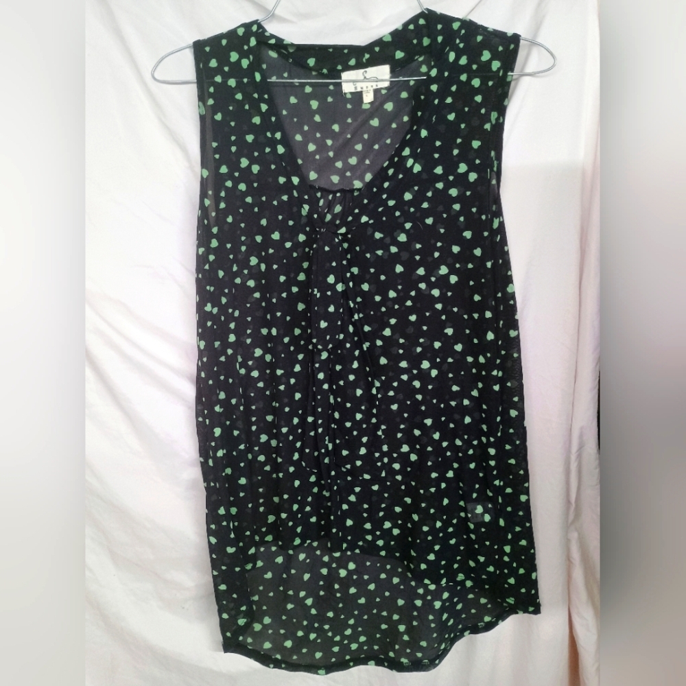 Women's Ember Sleeveless Top with Green Polka Dots